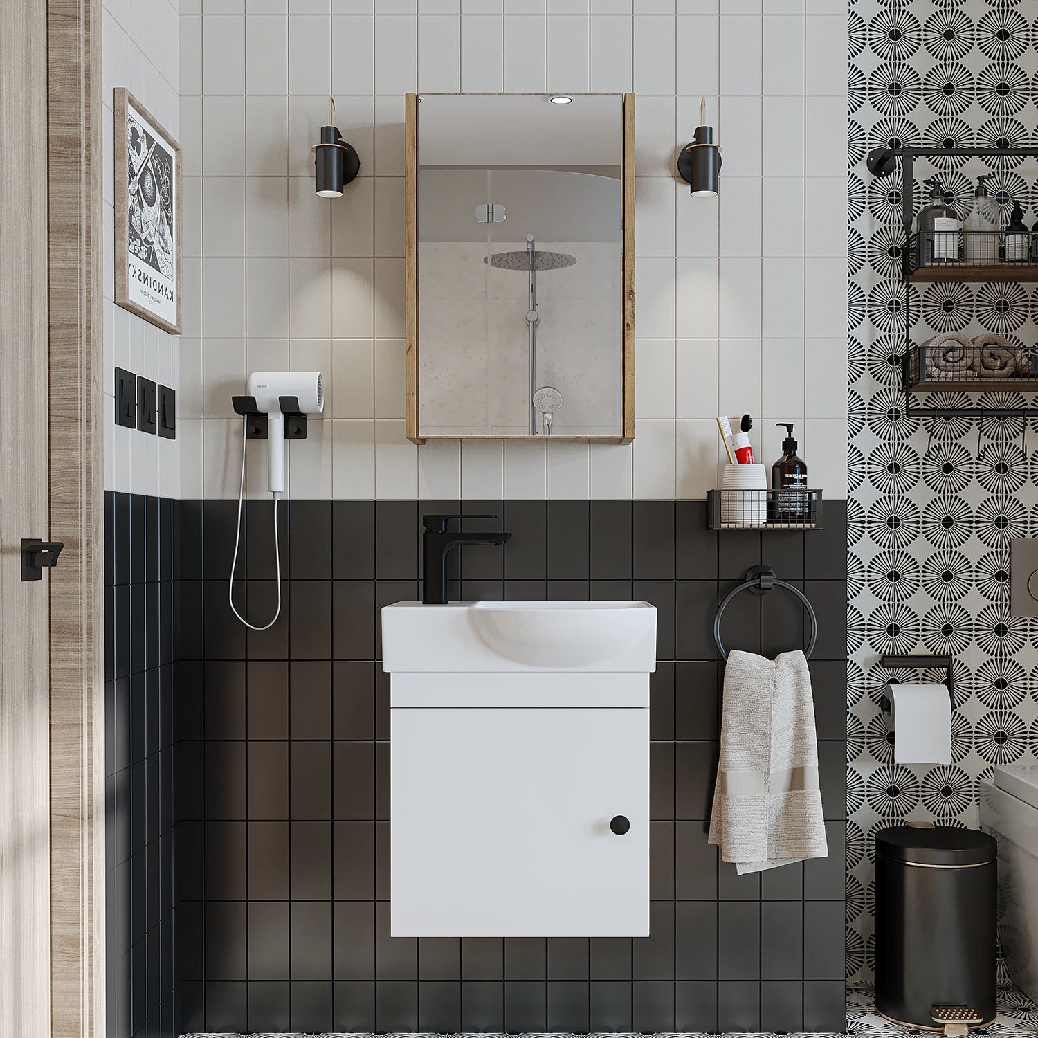 Lavabolu Banyo Dolabı Takımı 2li Set - Punto - Roomartstore.com.tr2596