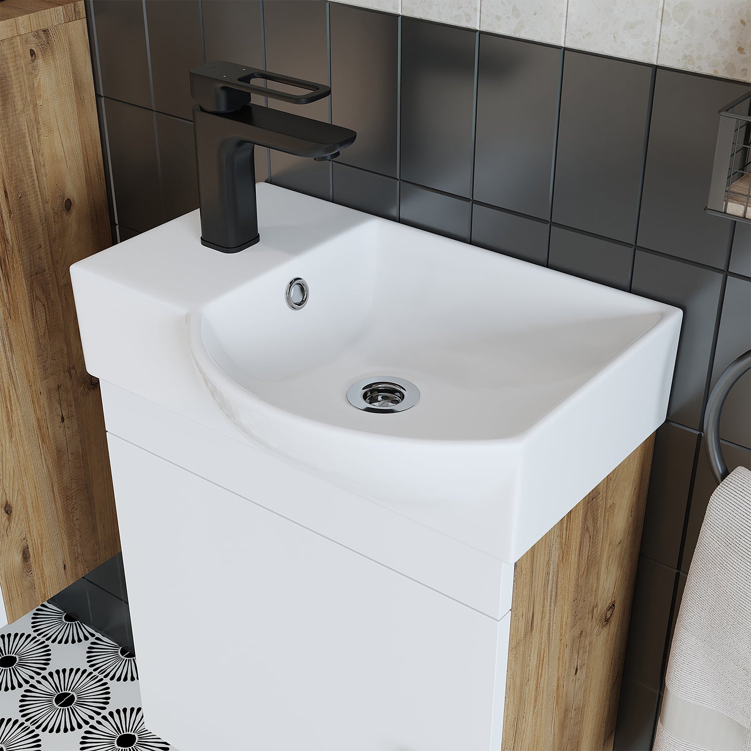 Lavabolu Banyo Dolabı Takımı 2li Set - Punto - Roomartstore.com.tr2596