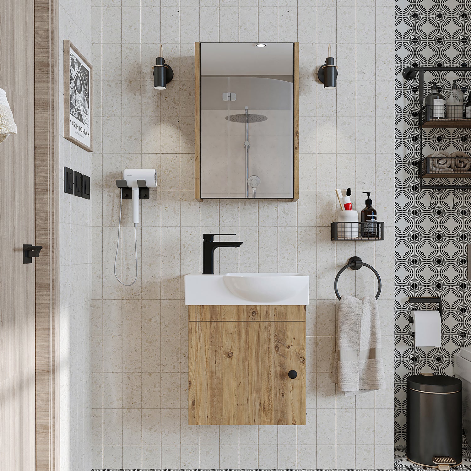 Lavabolu Banyo Dolabı Takımı 2li Set - Punto - Roomartstore.com.tr2604