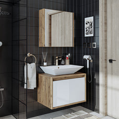 lavabolu banyo dolabı - roomart ahşap beyaz lavabolu 65 cm atlantic seri