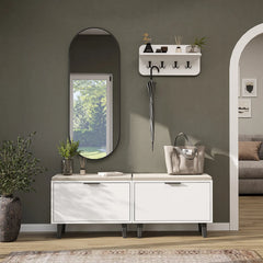 Nord Vestiyer Takımı Askılıklı, Kapaklı Bench, Modüler, Oval Aynalı Portmanto Takımı