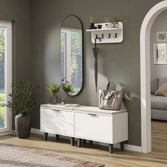 Nord Vestiyer Takımı Askılıklı, Kapaklı Bench, Modüler, Oval Aynalı Portmanto Takımı