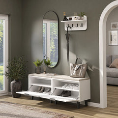 Nord Vestiyer Takımı Askılıklı, Kapaklı Bench, Modüler, Oval Aynalı Portmanto Takımı
