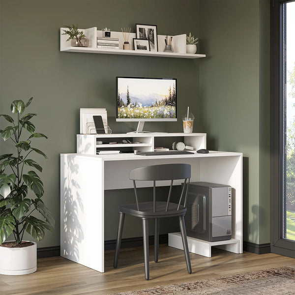 Mode Raflı Çalışma Masası , Raflı Monitör Standlı Çalışma Ofis Masası , Bilgisayar Masası
