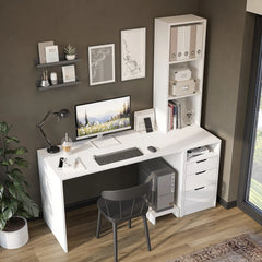 Mode 3 Çekmeceli Kesonlu Çalışma Masası , Çalışma Ofis Masası , Bilgisayar Masası , Kitaplıklı Raflı Çalışma Masası