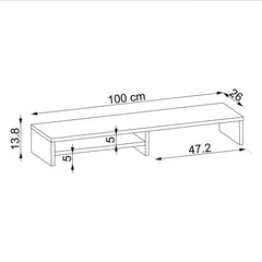 Beyaz Mode Çalışma Masası Raflı Monitör Standı 100 cm ölçü