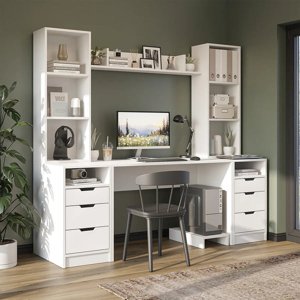 Mode Raflı Çalışma Masası , 3 Çekmeceli Kesonlu Çalışma Masası , Çalışma Ofis Masası , Bilgisayar Masası