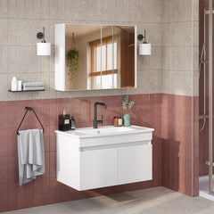 Lavabolu Mdf 80 Cm Banyo Alt Dolabı + Aynalı Üst Dolabı , Banyo Dolabı Takımı