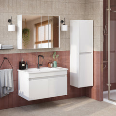 Lavabolu  Mdf 80 Cm Banyo Alt Dolabı + Aynalı Üst Dolabı + Banyo Boy Dolabı , Banyo Dolabı Seti