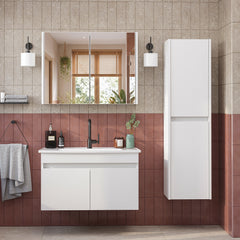 Lavabolu  Mdf 80 Cm Banyo Alt Dolabı + Aynalı Üst Dolabı + Banyo Boy Dolabı , Banyo Dolabı Seti