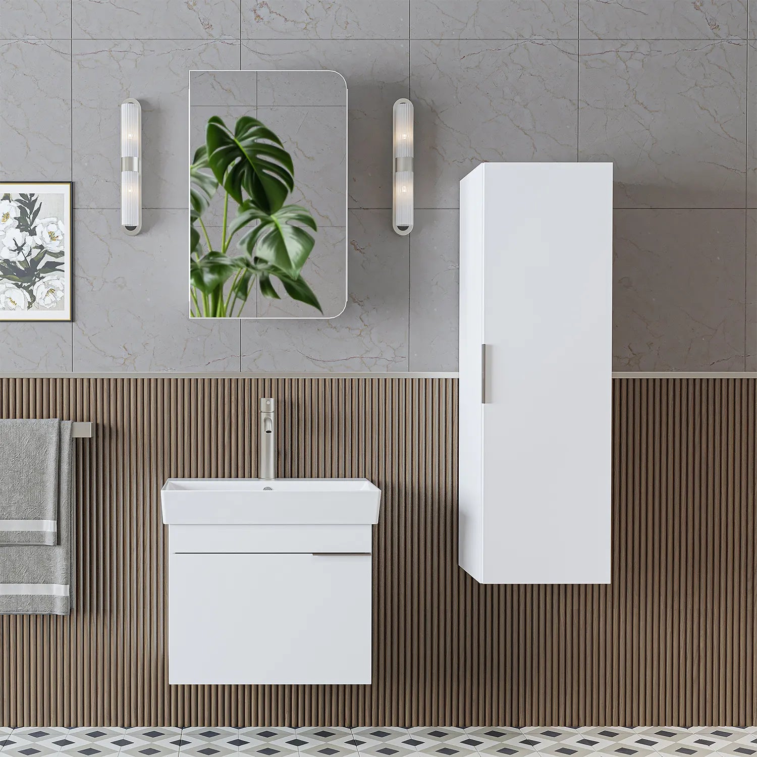 Lavabolu Banyo Dolabı 3lü Set - Likya