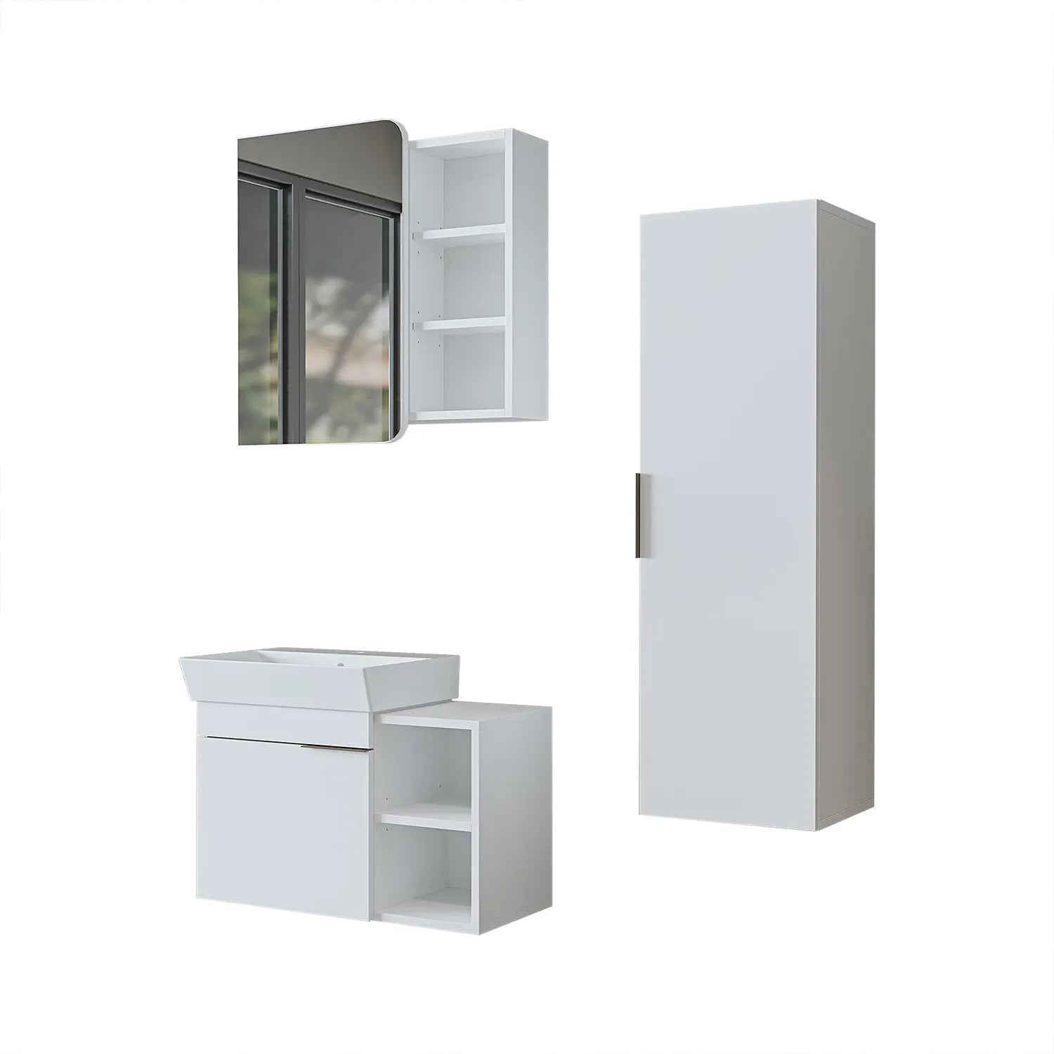Lavabolu Banyo Dolabı 3lü Set - Likya