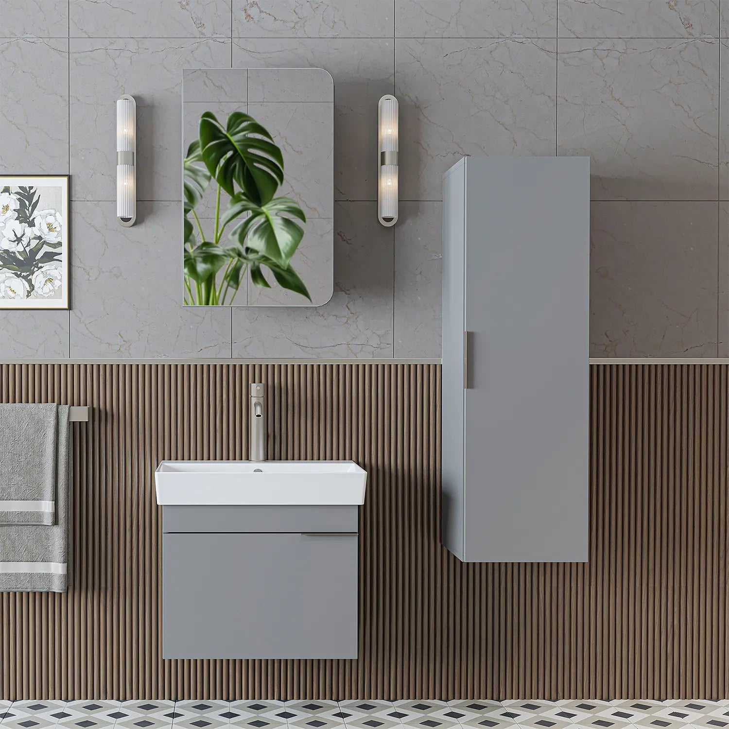Lavabolu Banyo Dolabı 3lü Set - Likya