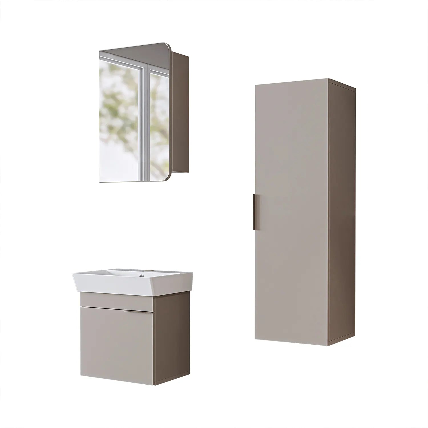 Lavabolu Banyo Dolabı 3lü Set - Likya