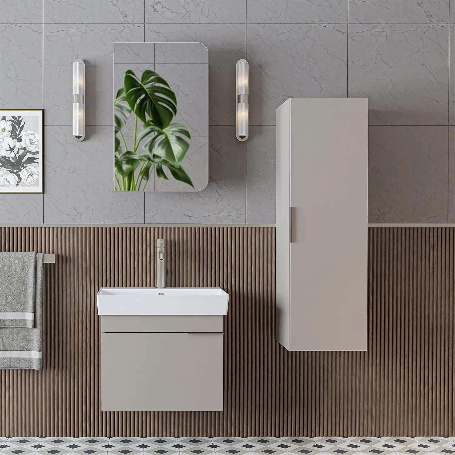 Lavabolu Banyo Dolabı 3lü Set - Likya
