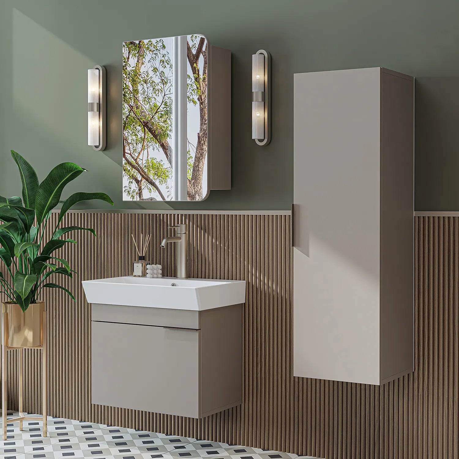 Lavabolu Banyo Dolabı 3lü Set - Likya
