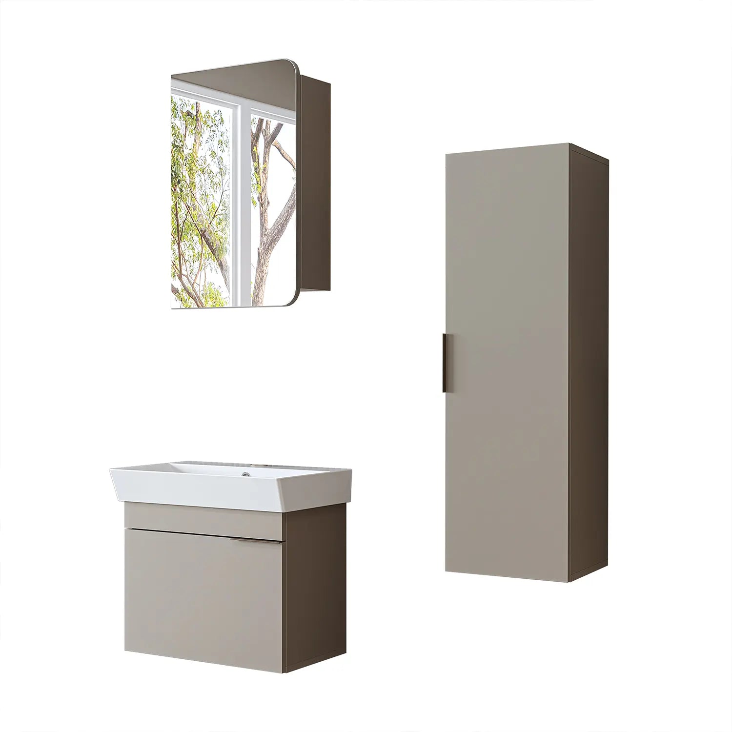 Lavabolu Banyo Dolabı 3lü Set - Likya