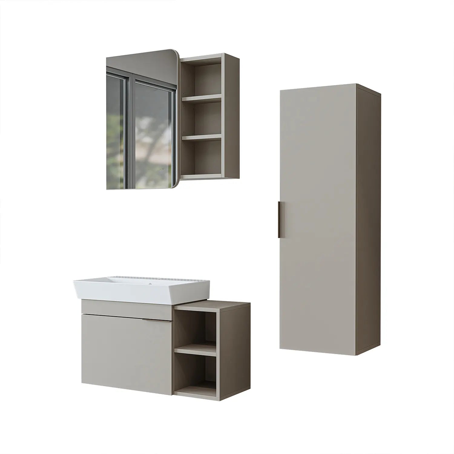 Lavabolu Banyo Dolabı 3lü Set - Likya