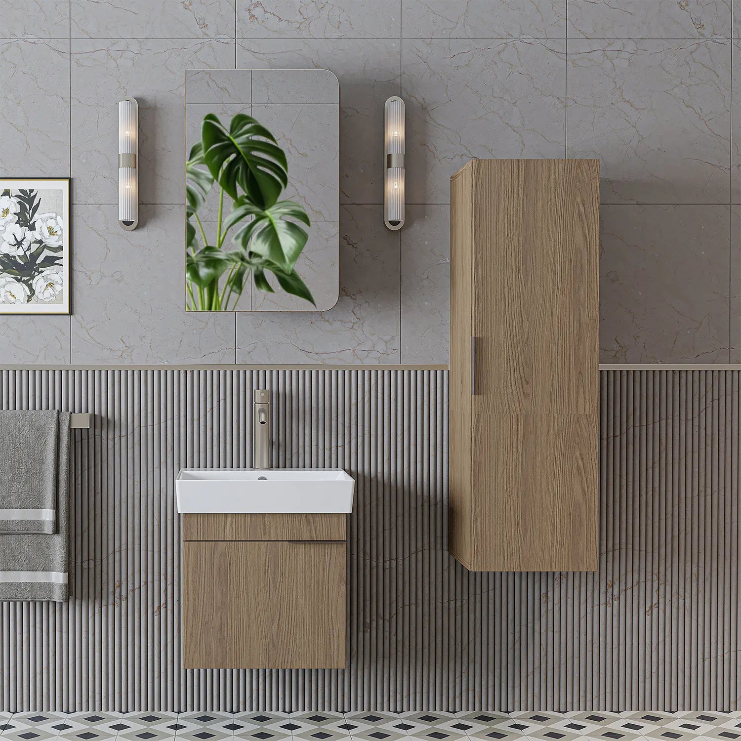 Lavabolu Banyo Dolabı 3lü Set - Likya