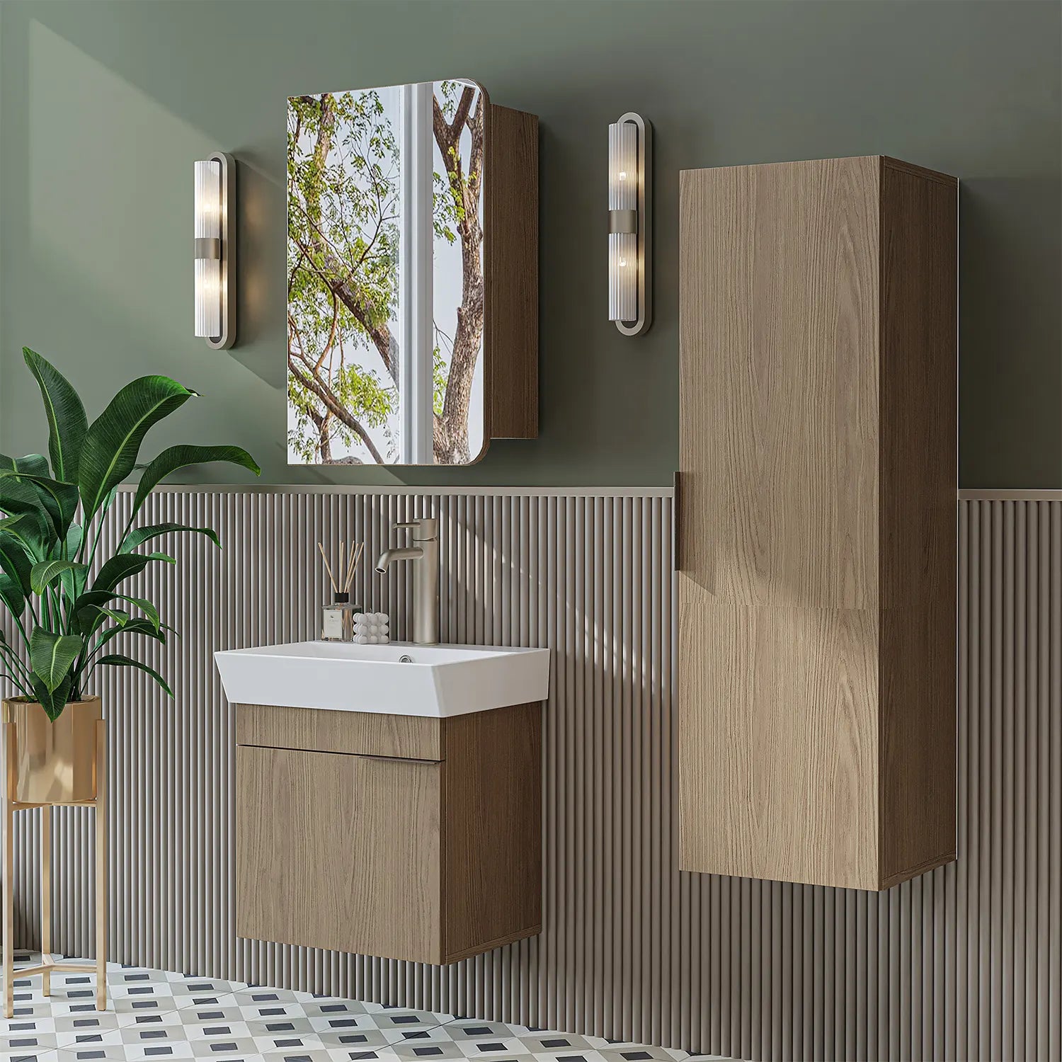 Lavabolu Banyo Dolabı 3lü Set - Likya