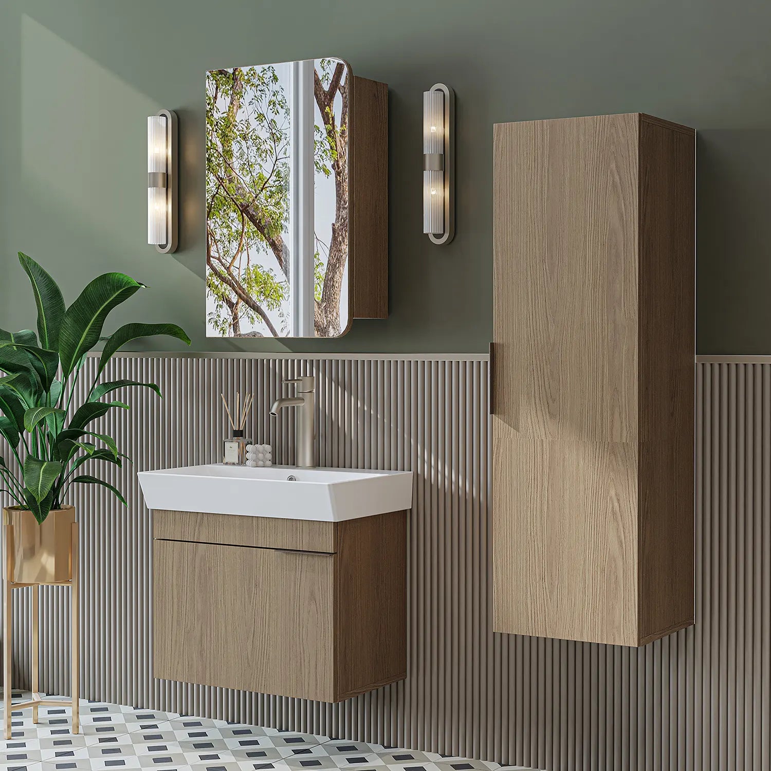 Lavabolu Banyo Dolabı 3lü Set - Likya