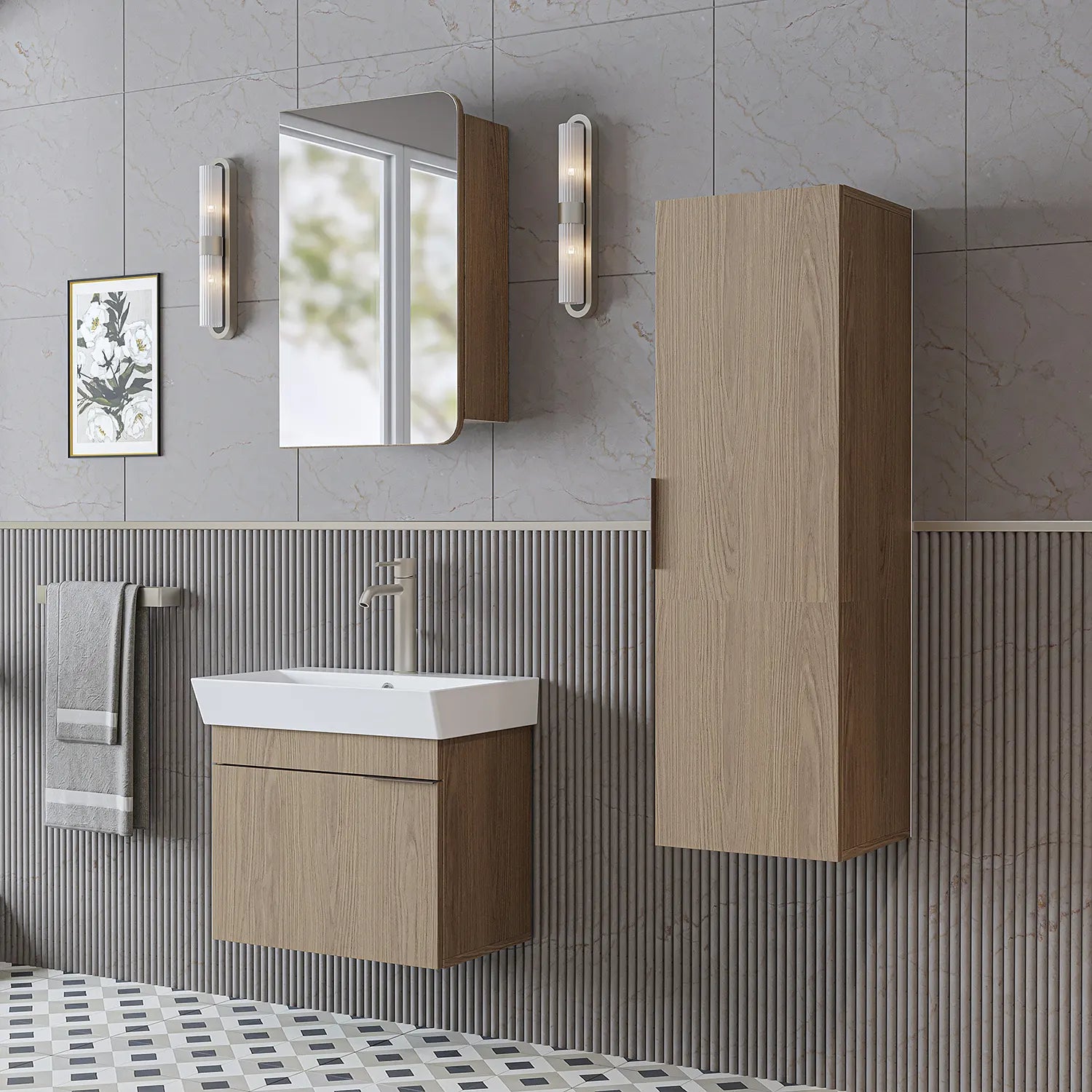 Lavabolu Banyo Dolabı 3lü Set - Likya