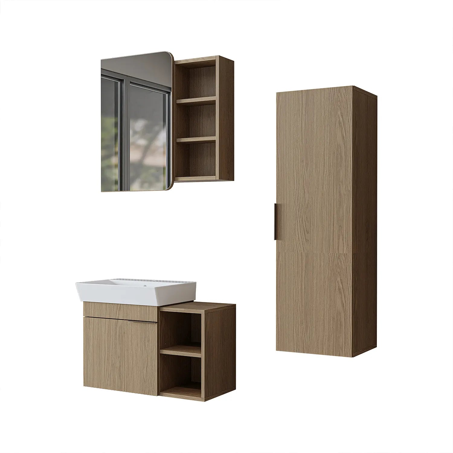 Lavabolu Banyo Dolabı 3lü Set - Likya
