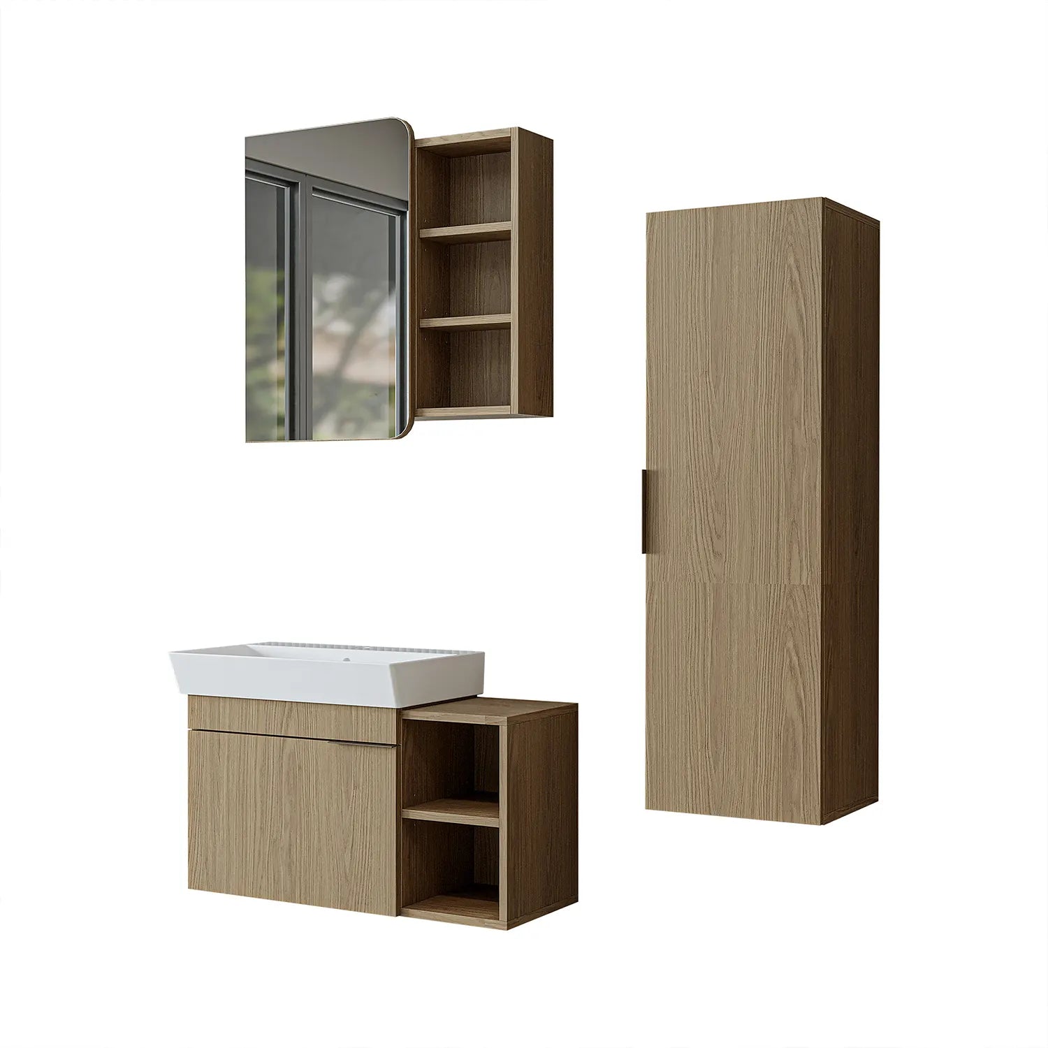Lavabolu Banyo Dolabı 3lü Set - Likya