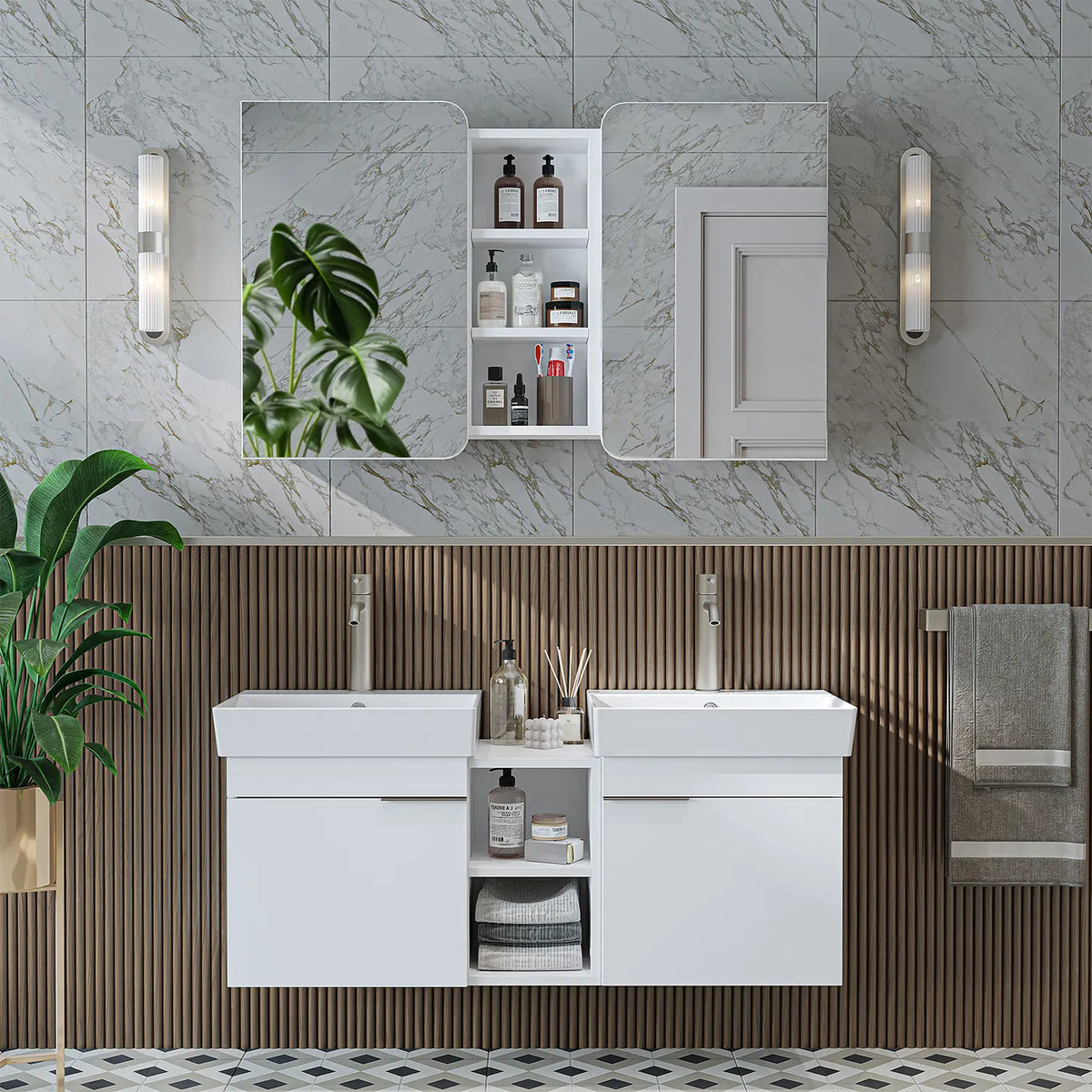 likya çift lavabolu banyo dolabı takımı 120cm
