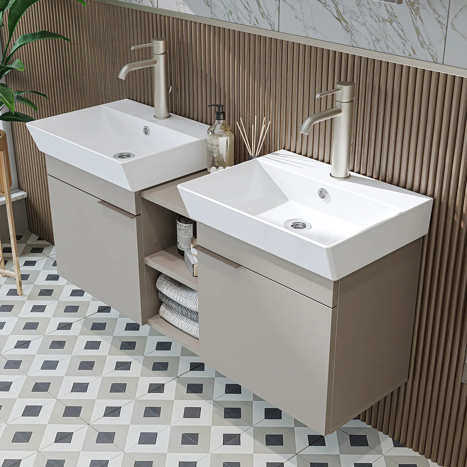 Çift Lavabolu Banyo Dolabı Takımı - Likya