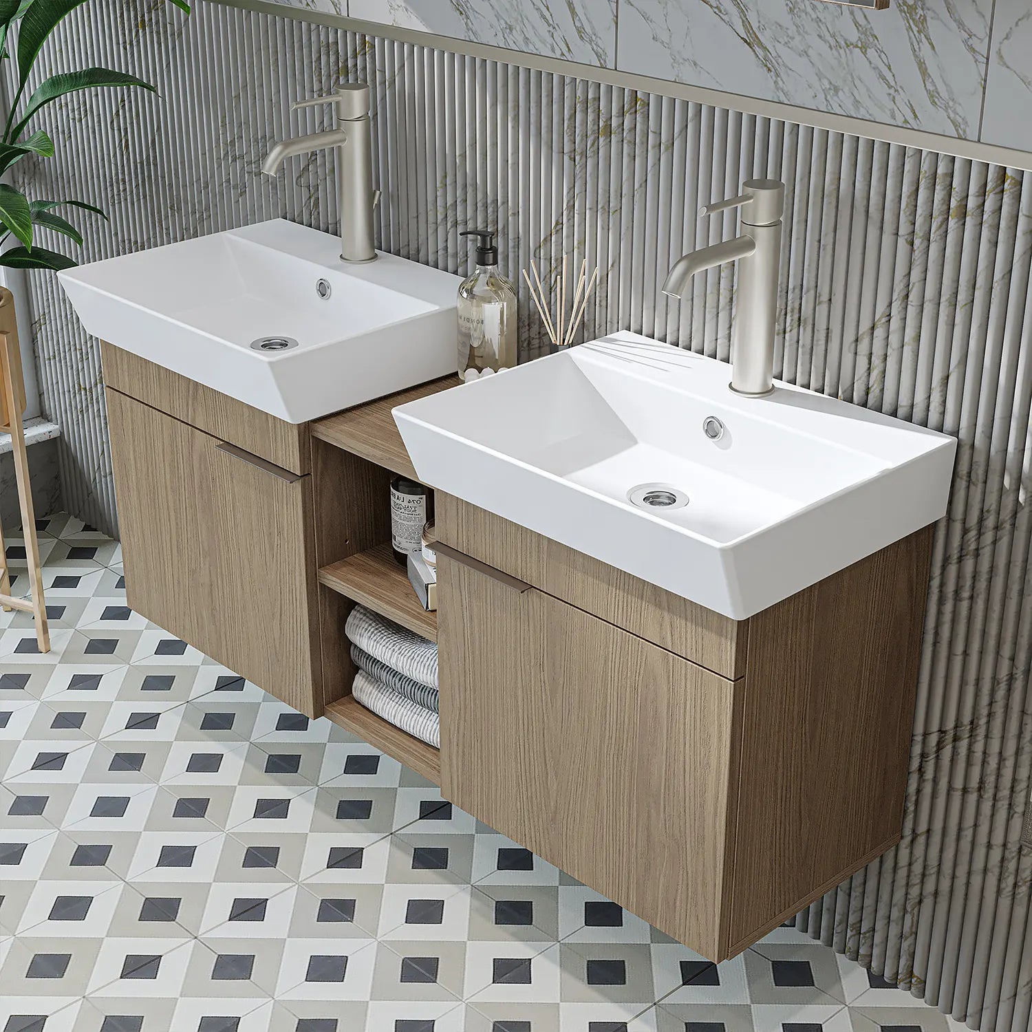 Çift Lavabolu Banyo Dolabı Takımı - Likya