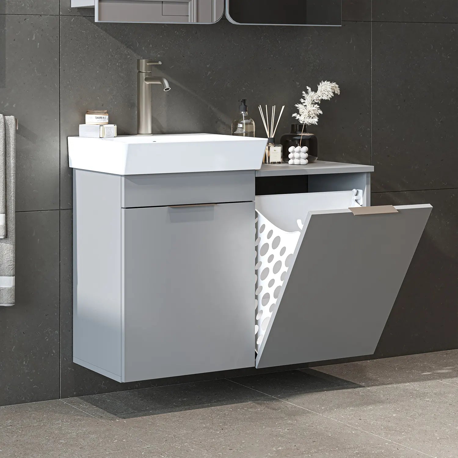 Sepetli Lavabolu Banyo Dolabı - Dubai