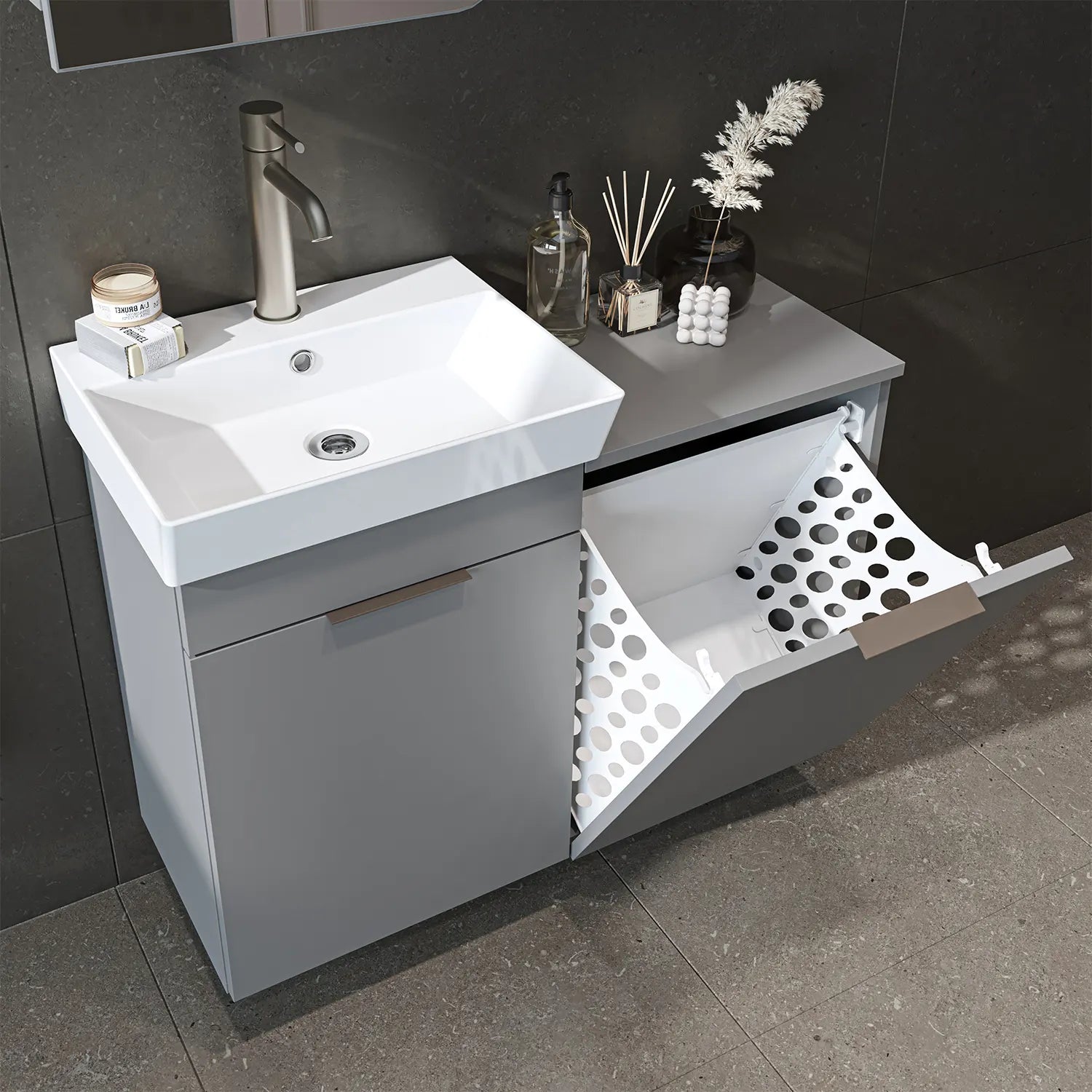 Sepetli Lavabolu Banyo Dolabı - Dubai