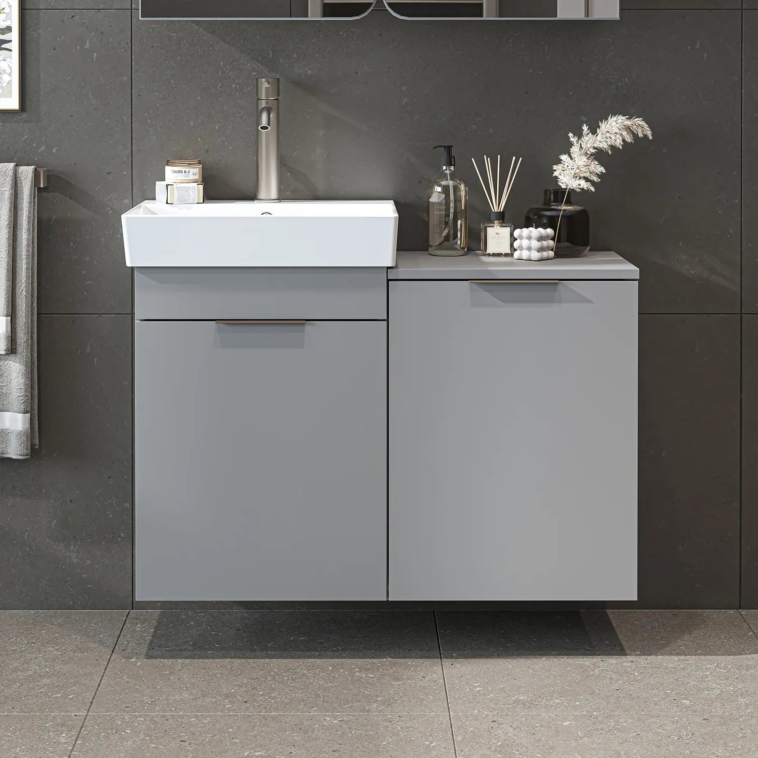Sepetli Lavabolu Banyo Dolabı - Dubai