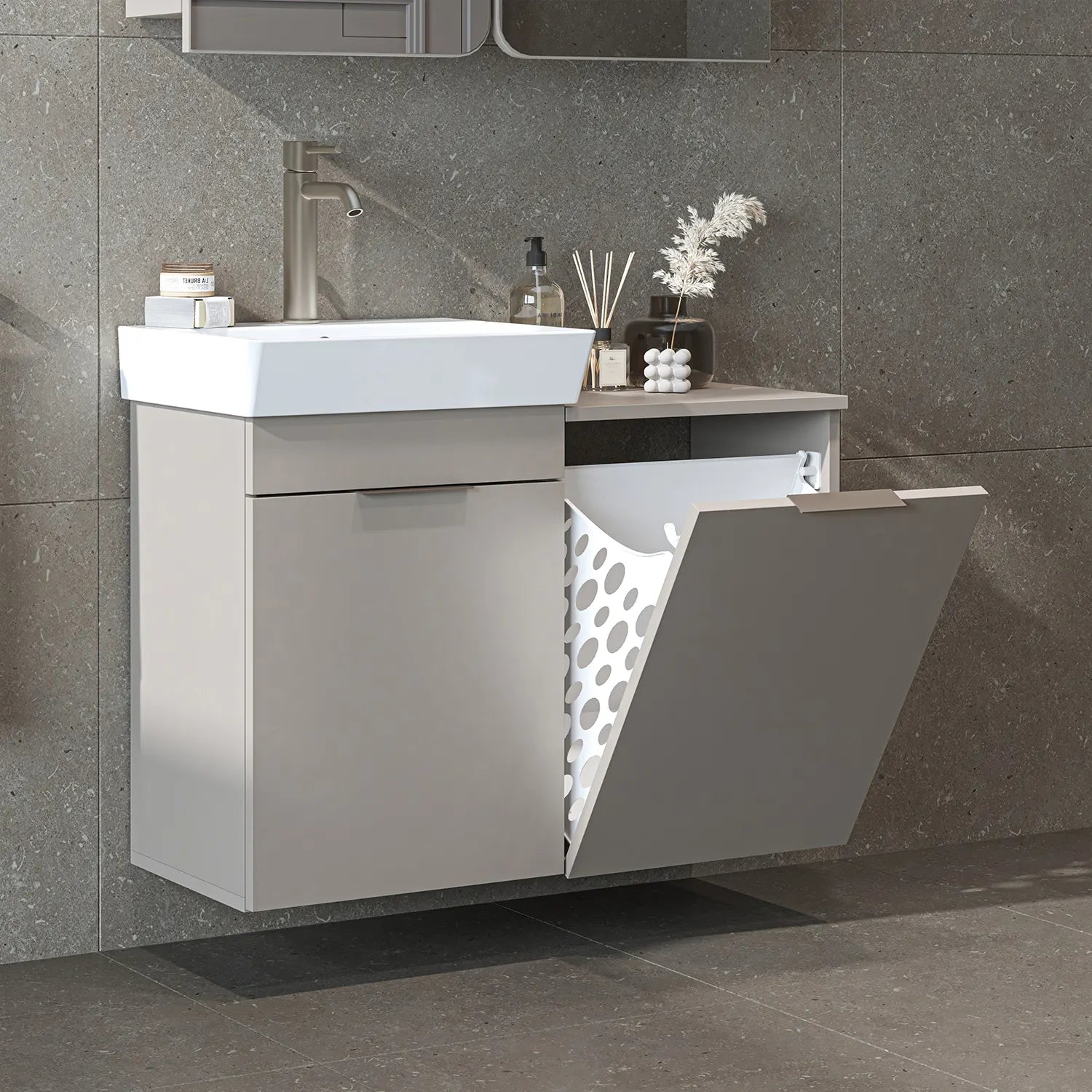 Sepetli Lavabolu Banyo Dolabı - Dubai