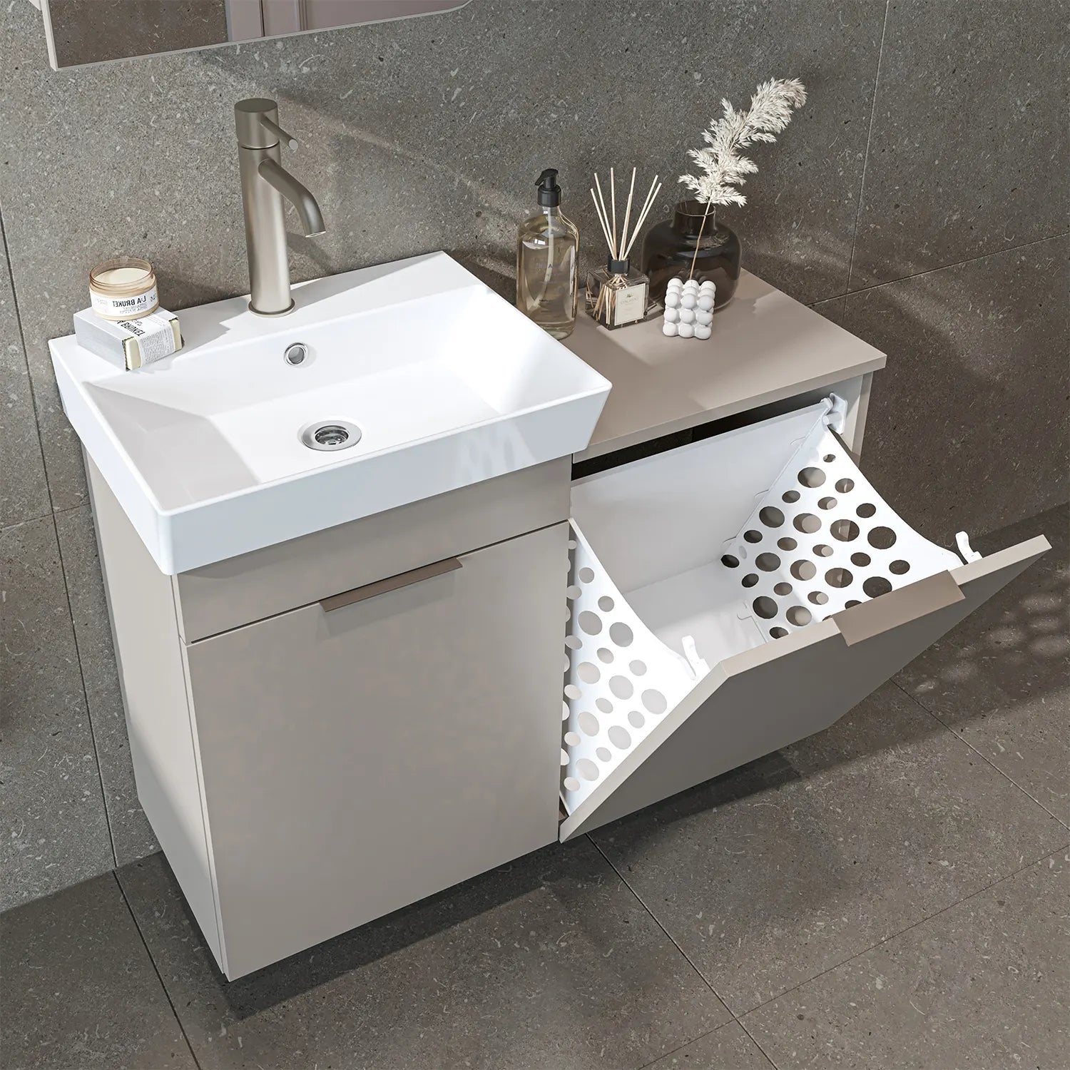 Sepetli Lavabolu Banyo Dolabı - Dubai