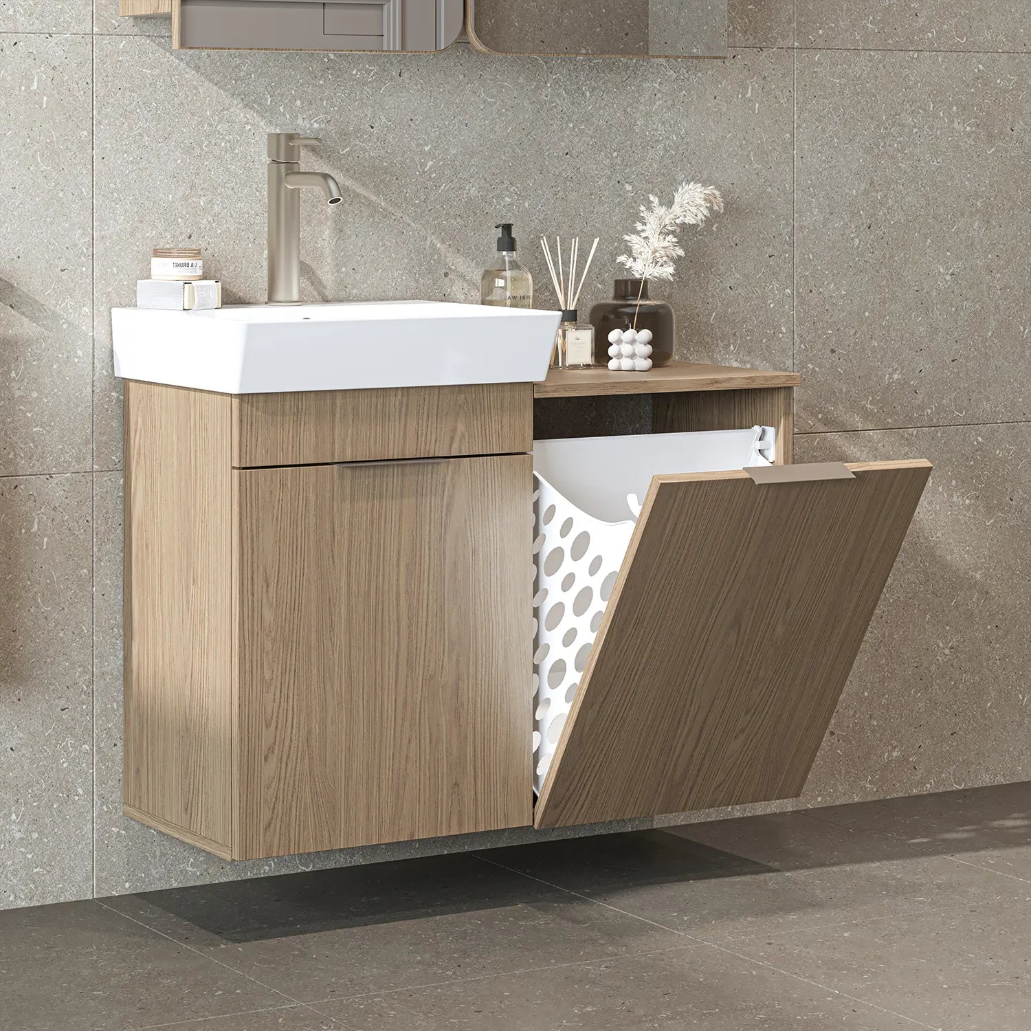 Sepetli Lavabolu Banyo Dolabı - Dubai