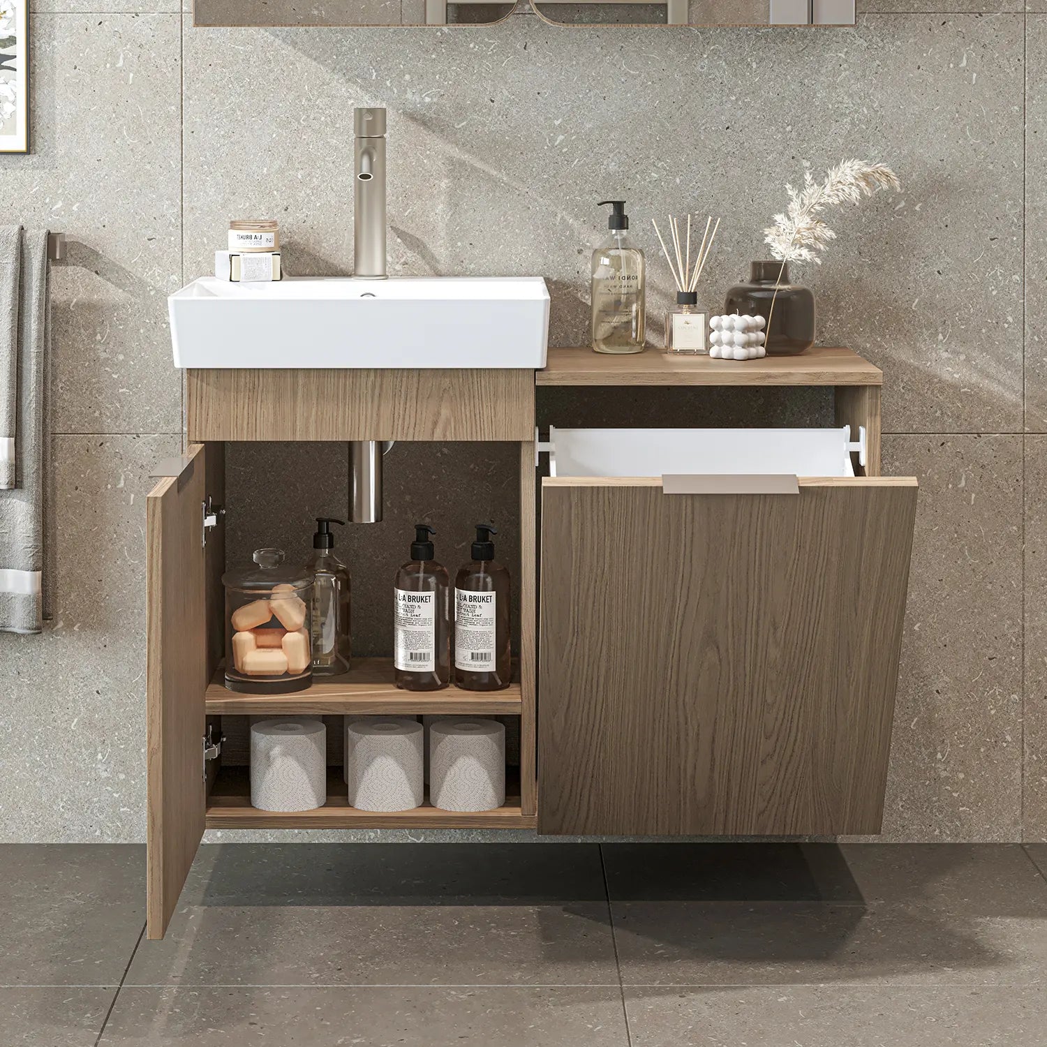 Sepetli Lavabolu Banyo Dolabı - Dubai