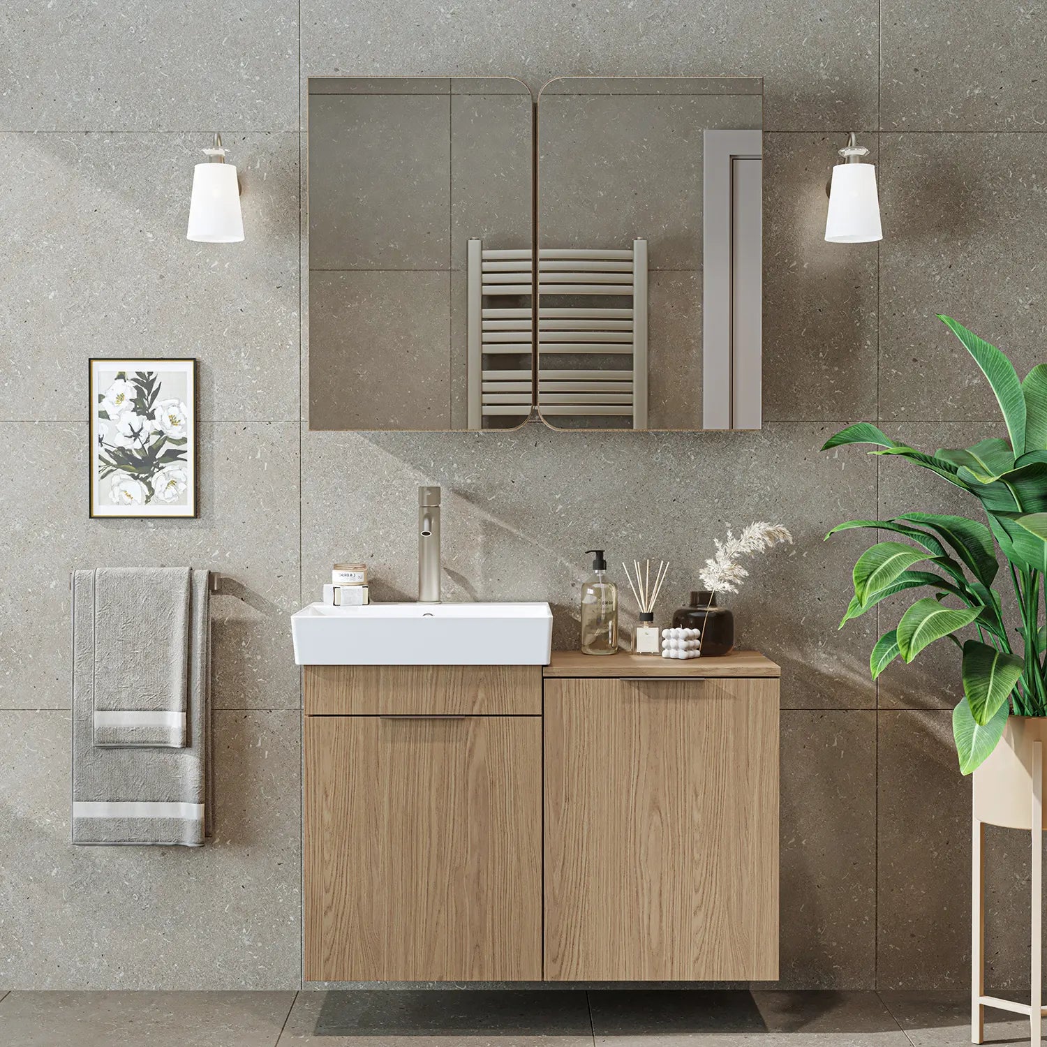 Sepetli Banyo Dolabı 2li Set - Dubai