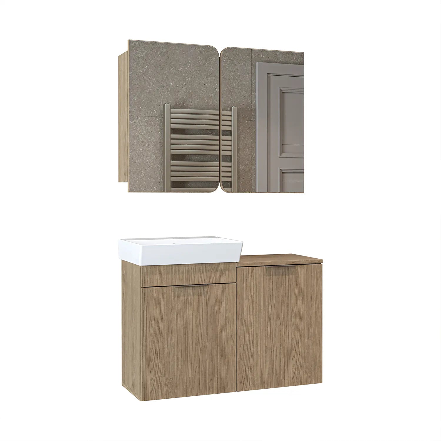 Sepetli Banyo Dolabı 2li Set - Dubai