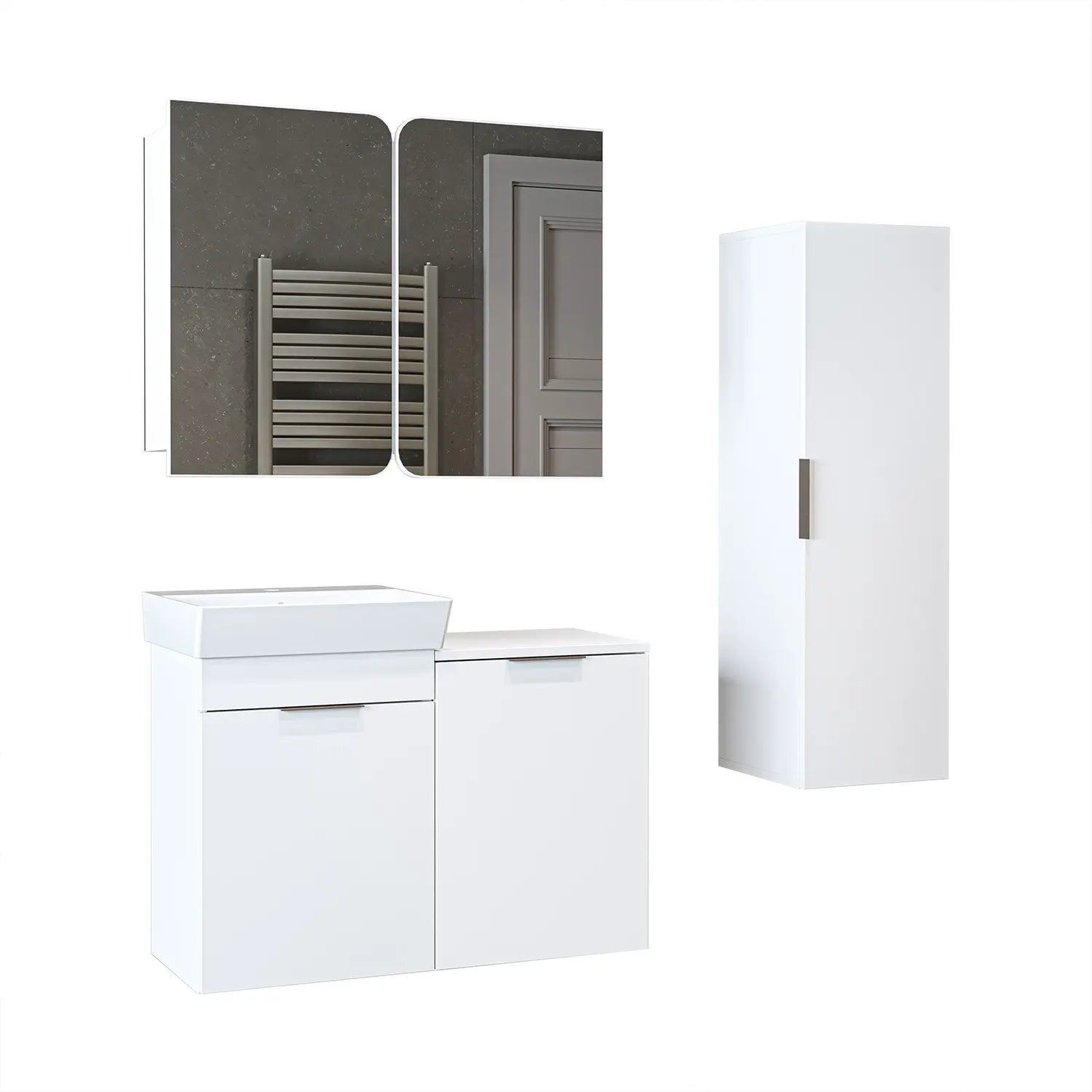 Sepetli Banyo Dolabı 3lü Set - Dubai