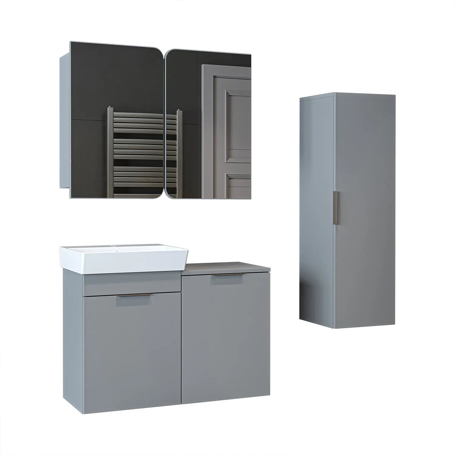 Sepetli Banyo Dolabı 3lü Set - Dubai