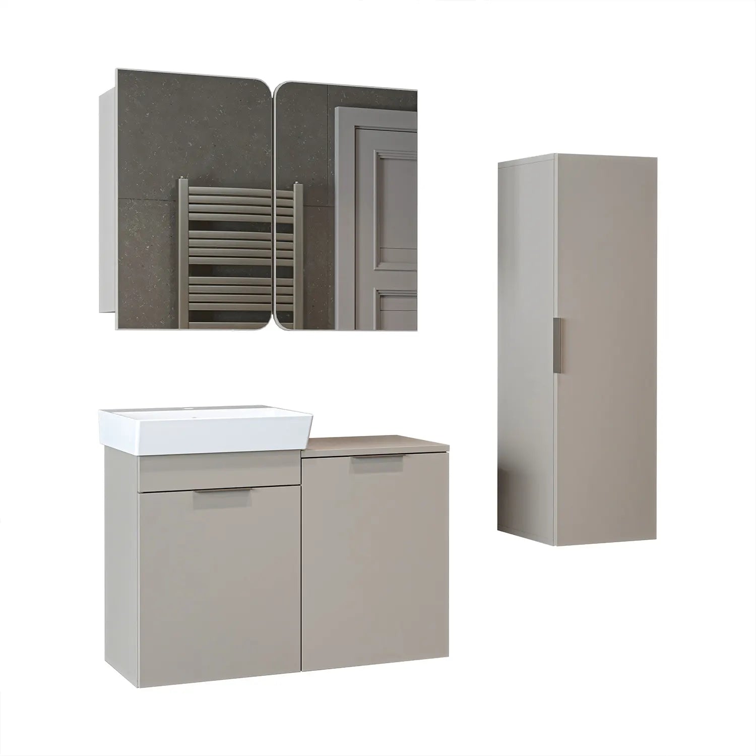 Sepetli Banyo Dolabı 3lü Set - Dubai