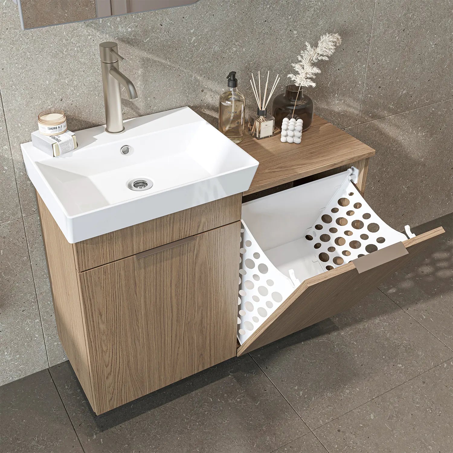 Sepetli Banyo Dolabı 3lü Set - Dubai