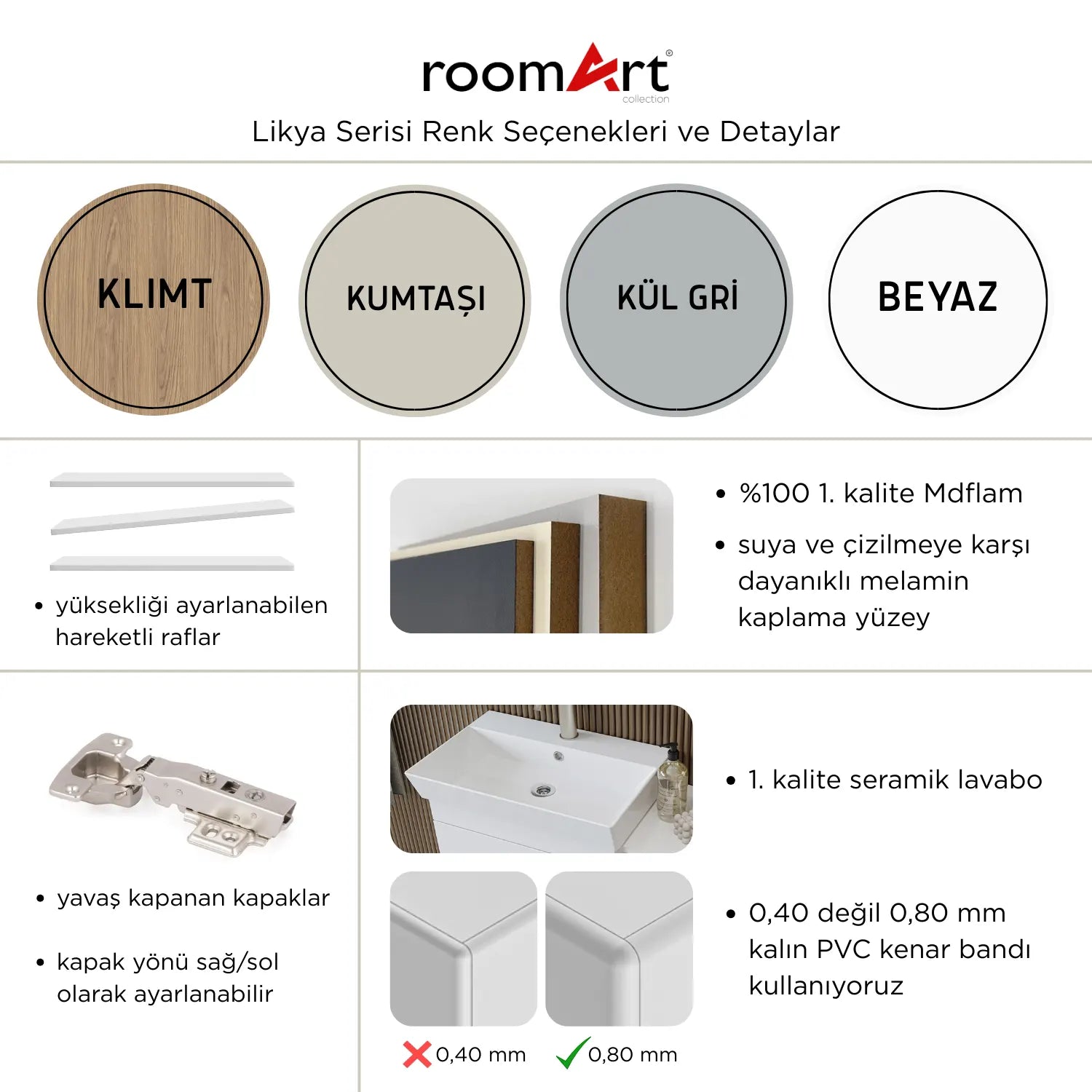 Çift Lavabolu Banyo Dolabı Takımı - Likya