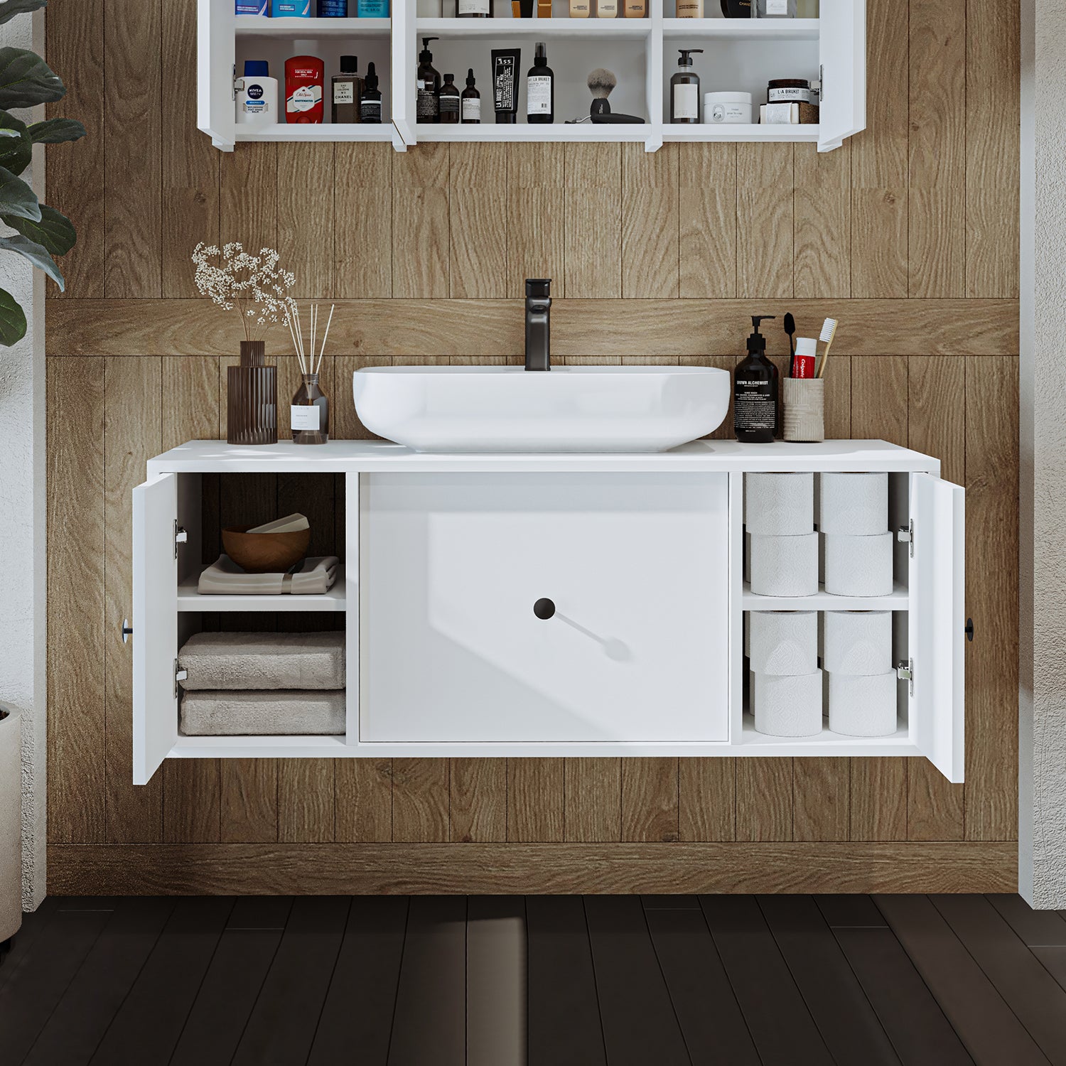 roomart gusto lavabolu banyo dolabı, mdf banyo dolabı