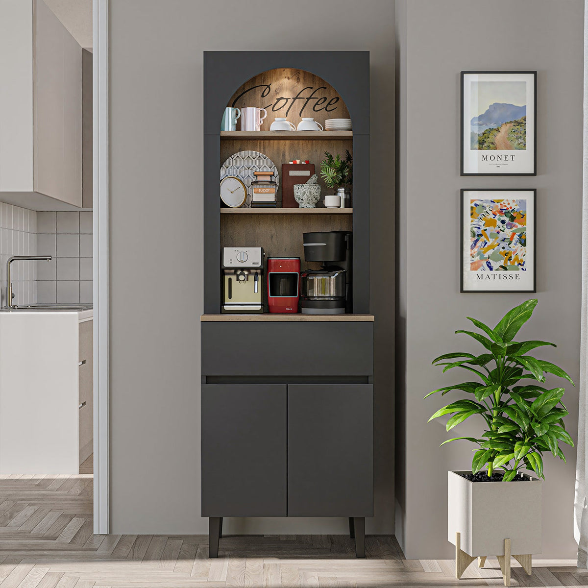 Kahve Köşesi - Çok Amaçlı Dolap - Venedik - 60 CM - Roomartkahve köşesi2809