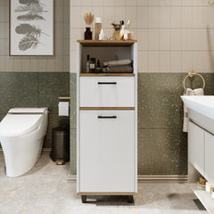3lü Banyo Dolabı - Kirli Çamaşır Sepetli Banyo Dolabı