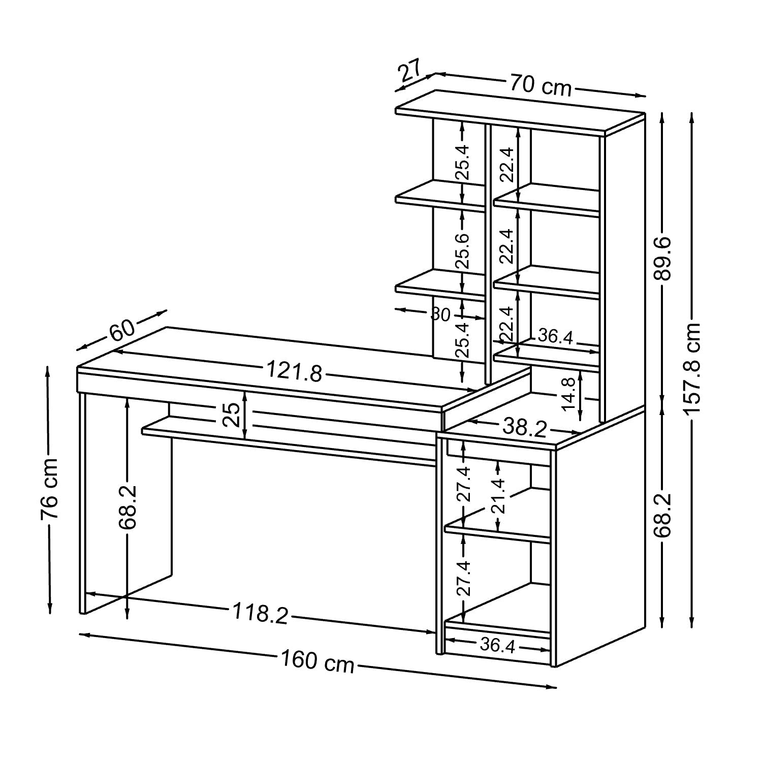 Kitaplıklı Çalışma Masası - Nora - Sağ - Roomartçalışma masası2905