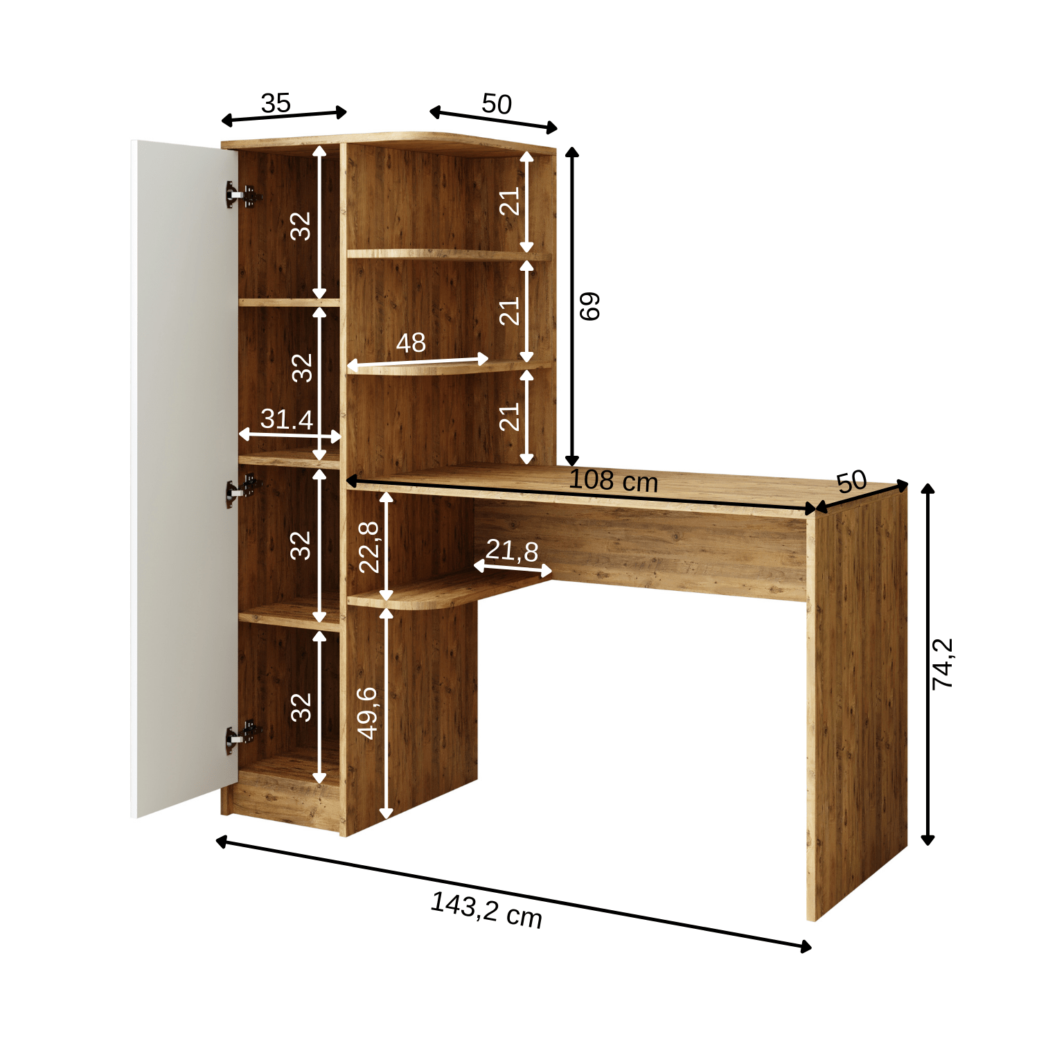 Kitaplıklı Çalışma Masası - Roma - Roomartstore.com.trçalışma masası2074